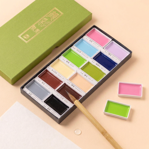 Kuretake Gansai Tambi Watercolor Palette - 12 Color Set