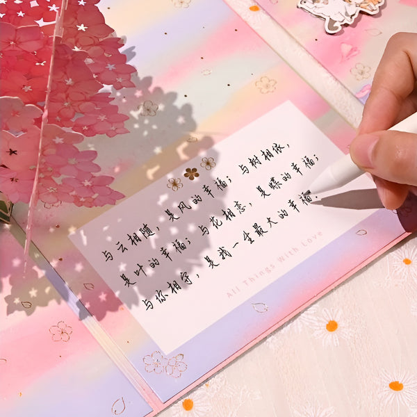 Cherry Blossom Cats Greeting Card