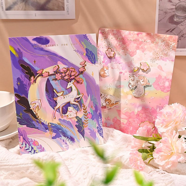 Cherry Blossom Cats Greeting Card