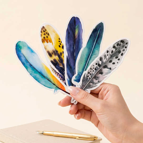 Colorful Feather Bookmarks - Set of 30