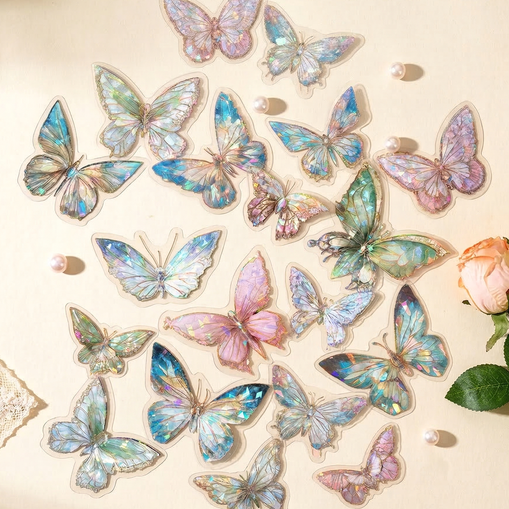 Die-Cut Holo Butterfly Stickers