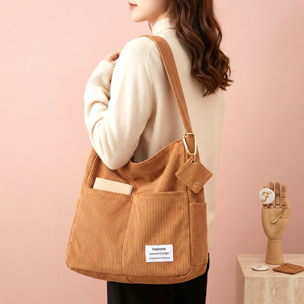 Everyday Corduroy Shoulder Tote