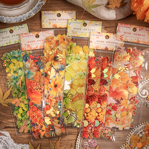 Autumn Leaves Long Strip Stickers - 6 Foil Strips