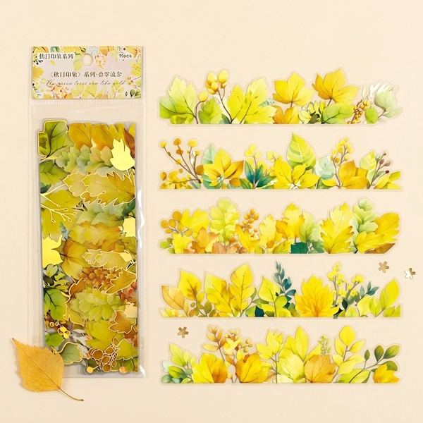 Autumn Leaves Long Strip Stickers - 6 Foil Strips