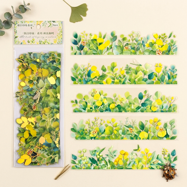 Autumn Leaves Long Strip Stickers - 6 Foil Strips