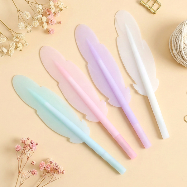 Pastel Feather Gel Pen – Soft Grip Writing Pen