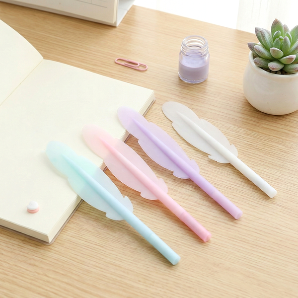 Pastel Feather Gel Pen – Soft Grip Writing Pen