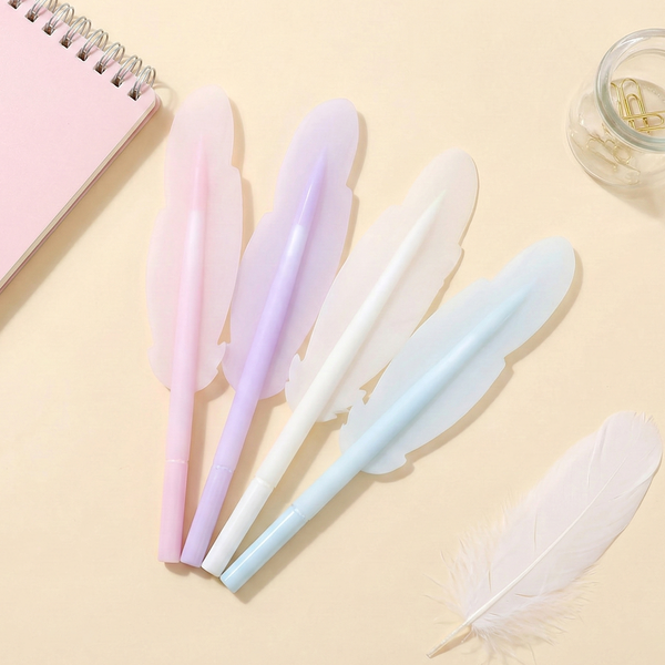 Pastel Feather Gel Pen – Soft Grip Writing Pen