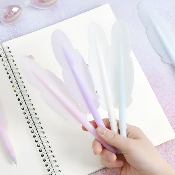 Pastel Feather Gel Pen – Soft Grip Writing Pen