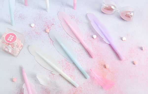 Pastel Feather Gel Pen – Soft Grip Writing Pen