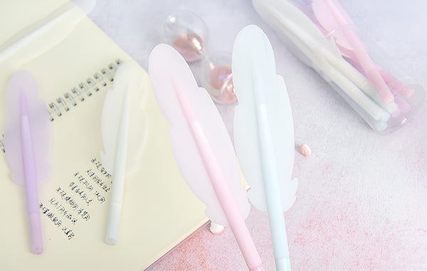 Pastel Feather Gel Pen – Soft Grip Writing Pen