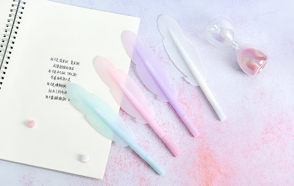 Pastel Feather Gel Pen – Soft Grip Writing Pen