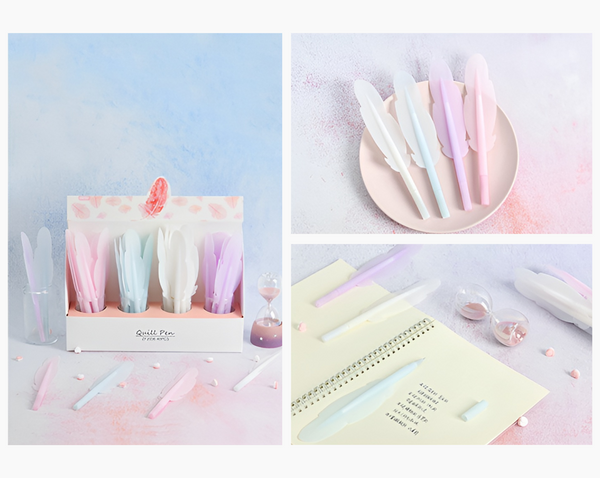 Pastel Feather Gel Pen – Soft Grip Writing Pen