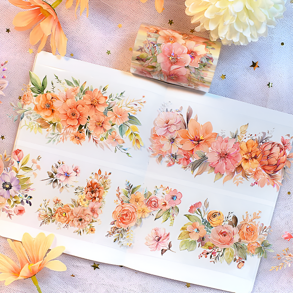 Flowers Bouquet Clear Masking Tape - Extra Wide