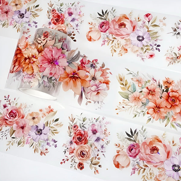 Flowers Bouquet Clear Masking Tape - Extra Wide