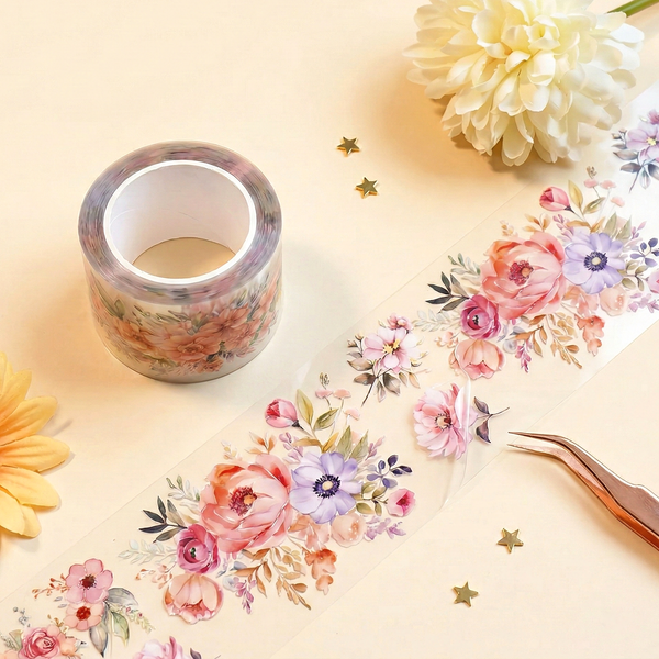 Flowers Bouquet Clear Masking Tape - Extra Wide