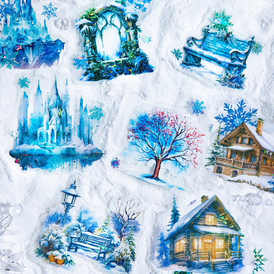 Frosted Fantasy Landscapes Holo Stickers