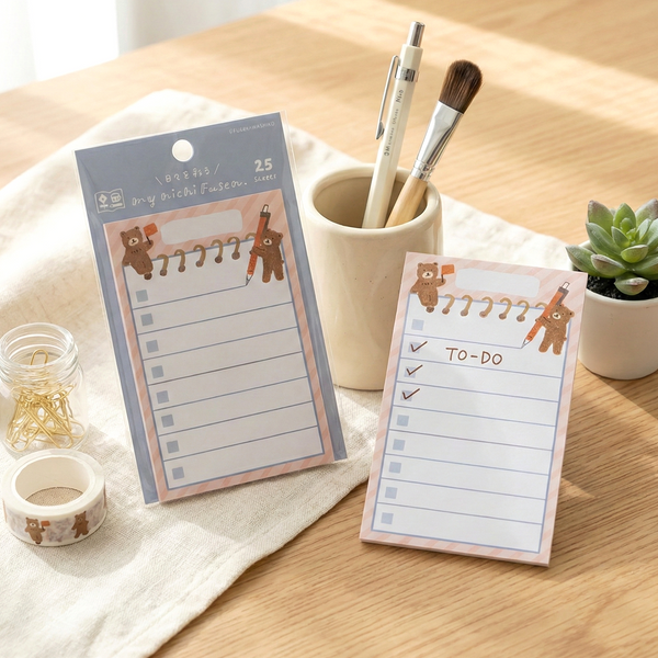 Furukawashiko My Michi Fusen Sticky Notes - Bear Helpers' To Do List
