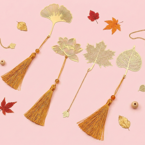 Golden Autumn Leaf Bookmark