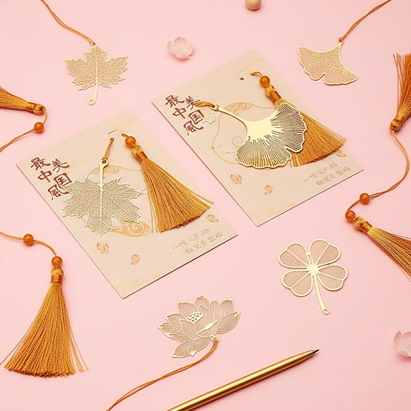 Golden Autumn Leaf Bookmark