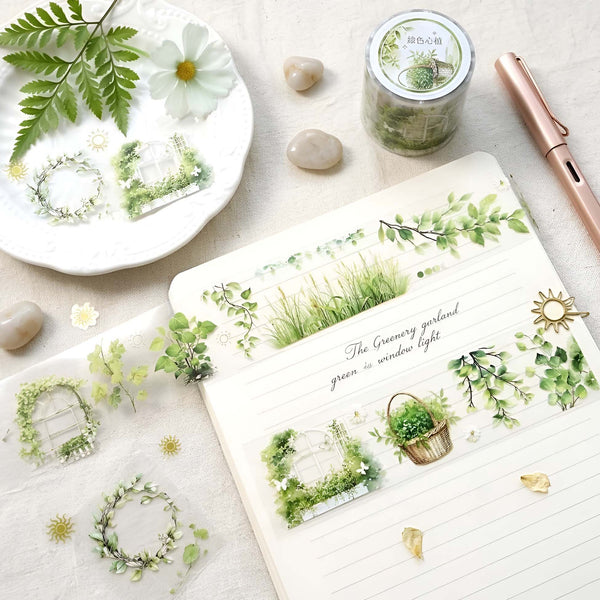 Greenery Garland Clear Masking Tape - Extra Wide