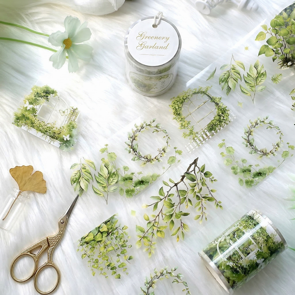 Greenery Garland Clear Masking Tape - Extra Wide