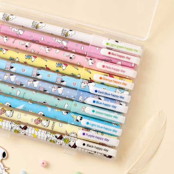Snoopy Colored Gel Pen Set (10-Pack) - Cute Pastel Edition