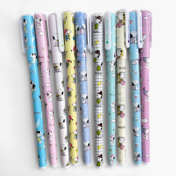 Snoopy Colored Gel Pen Set (10-Pack) - Cute Pastel Edition