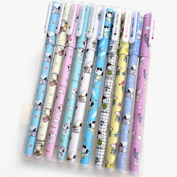 Snoopy Colored Gel Pen Set (10-Pack) - Cute Pastel Edition