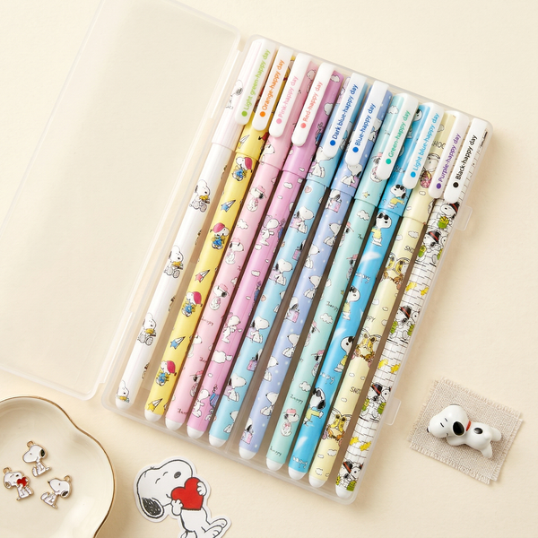 Snoopy Colored Gel Pen Set (10-Pack) - Cute Pastel Edition