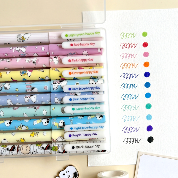 Snoopy Colored Gel Pen Set (10-Pack) - Cute Pastel Edition
