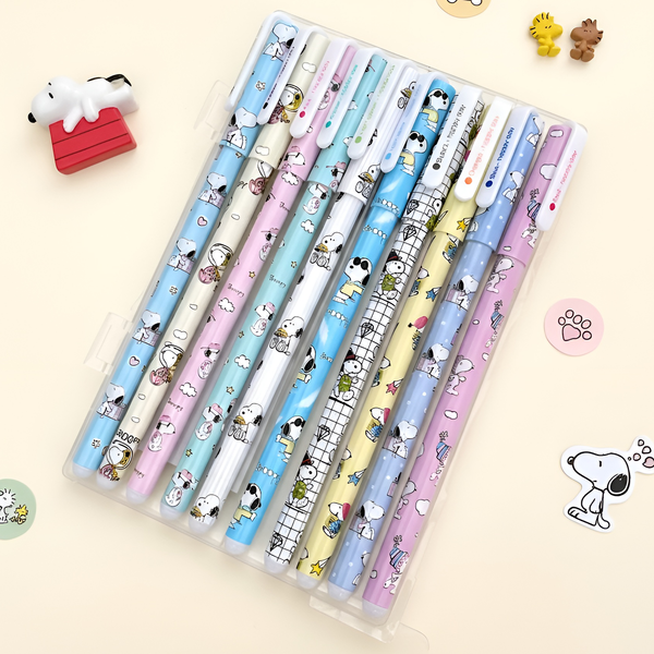Snoopy Colored Gel Pen Set (10-Pack) - Cute Pastel Edition