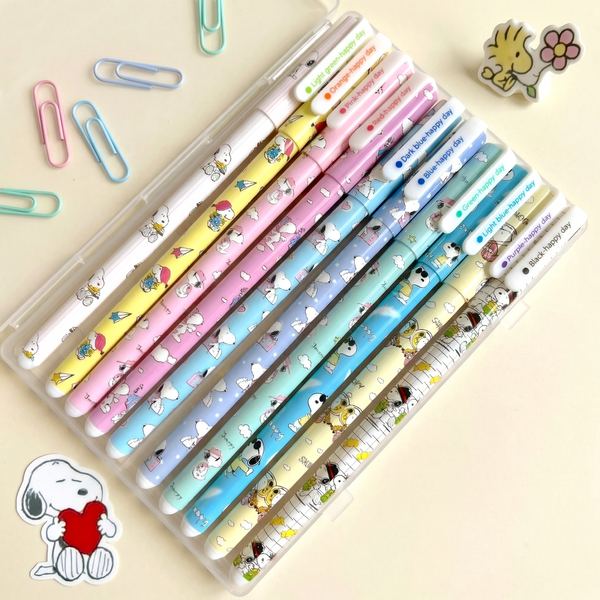Snoopy Colored Gel Pen Set (10-Pack) - Cute Pastel Edition