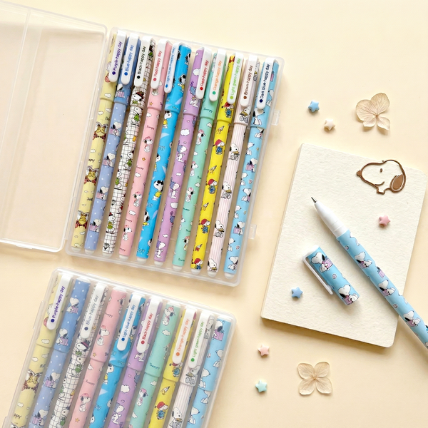 Snoopy Colored Gel Pen Set (10-Pack) - Cute Pastel Edition