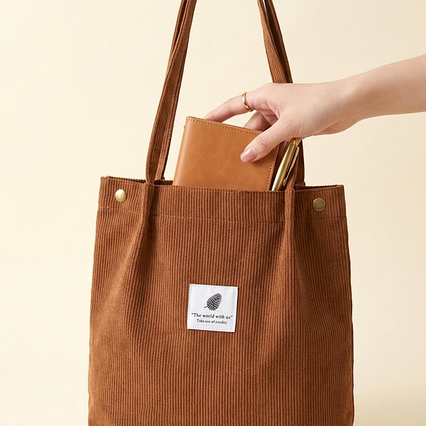 Soft Corduroy Everyday Tote (6 Colors)