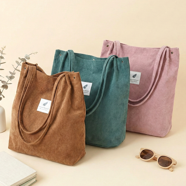 Soft Corduroy Everyday Tote (6 Colors)