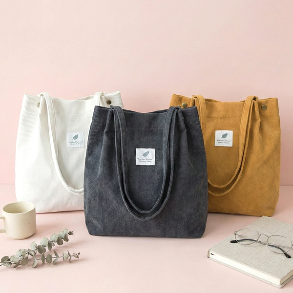 Soft Corduroy Everyday Tote (6 Colors)