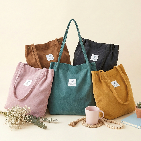 Soft Corduroy Everyday Tote (6 Colors)