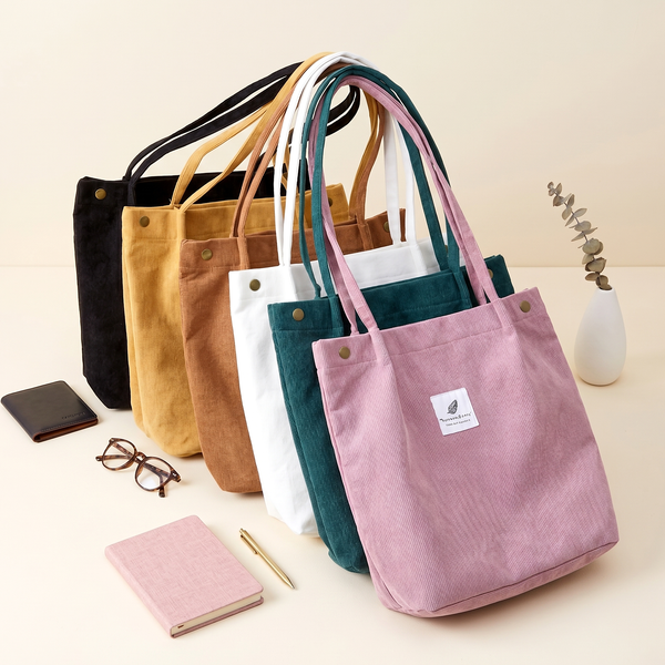Soft Corduroy Everyday Tote (6 Colors)