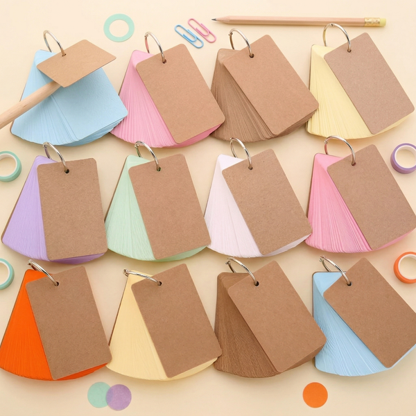 Colorful Key Ring Flashcards (7 Colors)