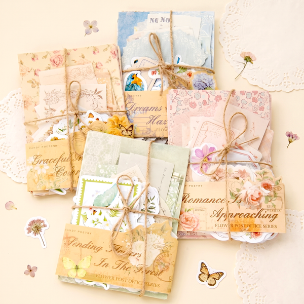 Vintage Floral Scrapbooking Kit - 100 Pieces