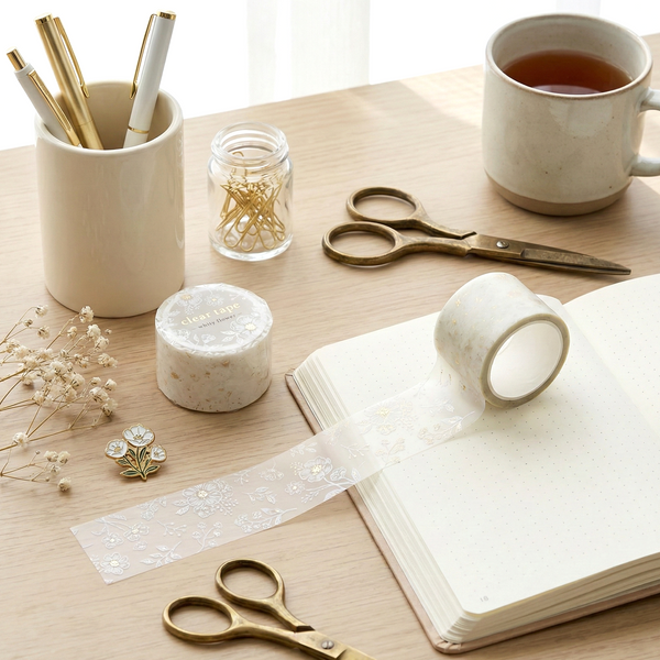 Mind Wave Clear Masking Tape - Whity Flower