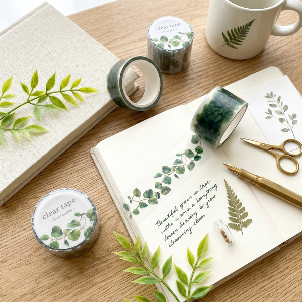 Mind Wave Lyric Series Clear Washi Tape - Green Leaves