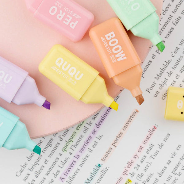 Mini Cartoon Animal Highlighters - Set of 6