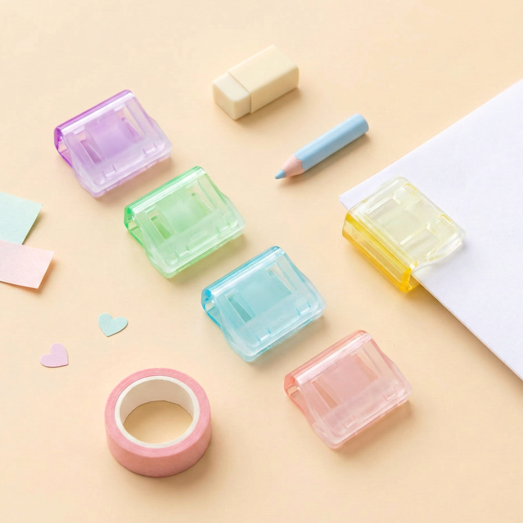 Mini Colorful Transparent Paper Clips - Set of 5