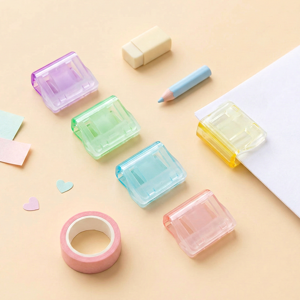 Mini Colorful Transparent Paper Clips - Set of 5