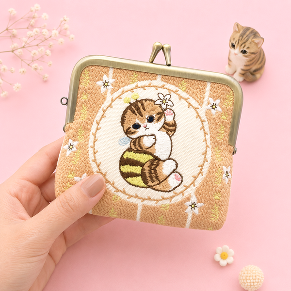 Mofusand Kiss-Lock Purse - Beige