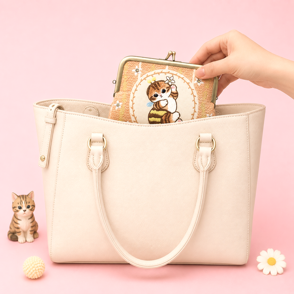 Mofusand Kiss-Lock Purse - Beige