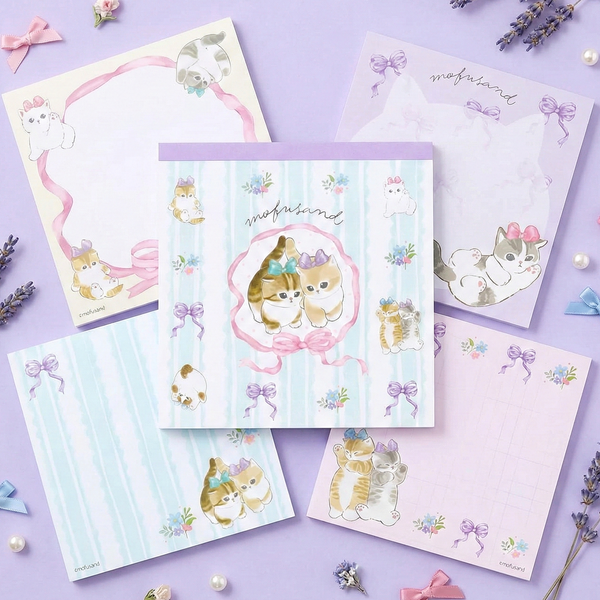 Mofusand Kitty Ribbon Memo Pad - Limited Spring Edition
