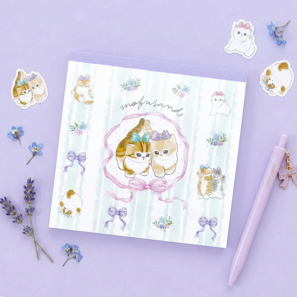 Mofusand Kitty Ribbon Memo Pad - Limited Spring Edition